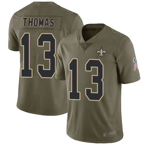 Men New Orleans Saints Limited Olive Michael Thomas Jersey NFL Football #13 2017 Salute to Service Jersey